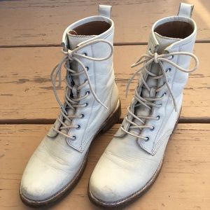 Frye Veronica white combat boots